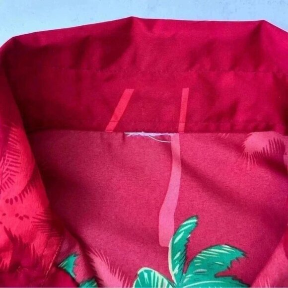 Rima Mens Hawaiian Santa Shirt Short Sleeve Button Front Red Blue Yellow Medium - Picture 8 of 13